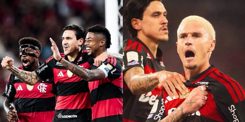 Jogadores do Flamengo em ação durante partida